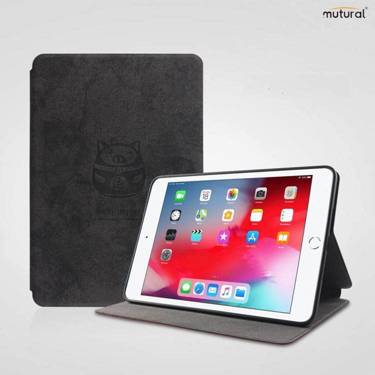 

Mutural Lucky Pig Series Horizontal Flip TPU + PU Leather Case for iPad Pro 9.7 inch & iPad 9.7 (2018) & iPad Air & Air 2, with Holder(Black)