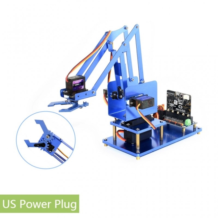 

Waveshare 4-DOF Metal Robot Arm Kit for micro:bit, Support Bluetooth, US Plug