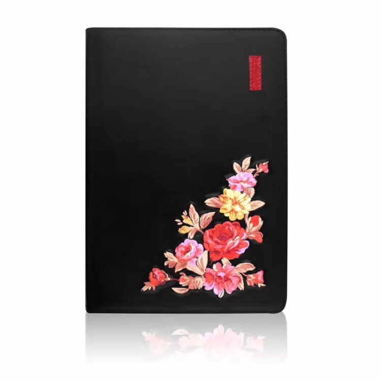 

Mutural Embroidery Series Flower Pattern PC + PU Leather Case for iPad Pro 9.7 inch & iPad 9.7 (2018) & iPad Air & Air 2, with Holder && Sleep / Wake-up Function (Black)