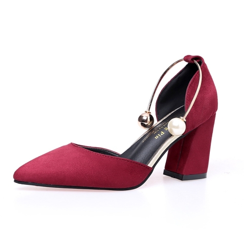 

Youth Trend Fashion Suede Thick Bottom High Heels for Women (Color:Wine Red Size:34)
