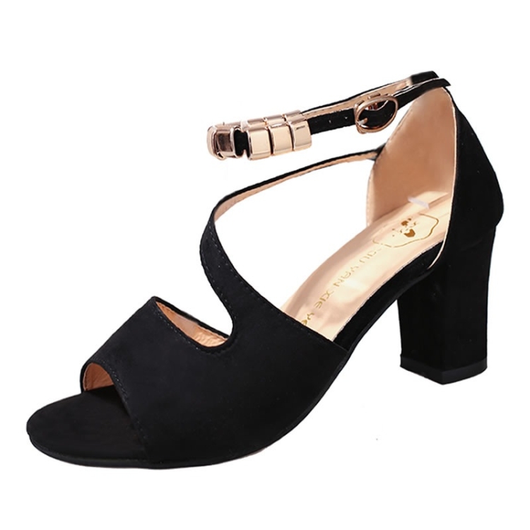 

Trendy Fashion Wild Suede Non-slip Wearable Sandals for Women (Color:Black Size:37)