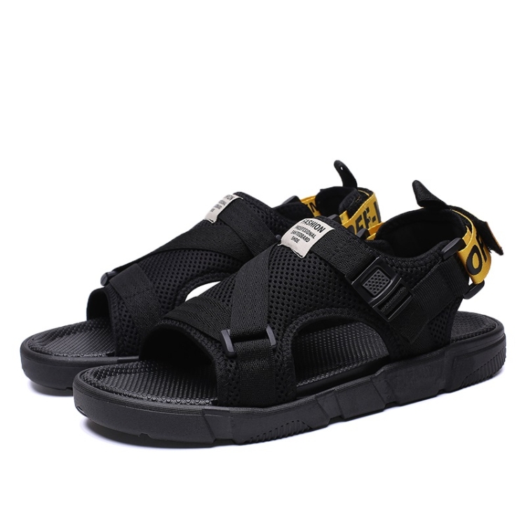 

Youth Trend Breathable Mesh Comfortable and Wearable Sandals for Men (Color:Black Yellow Size:41)