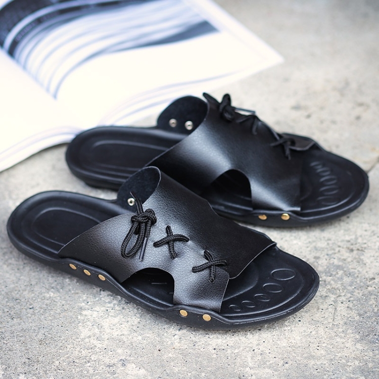 

Trendy Fashion Wild Lightweight Slippers for Men (Color:Black Size:39)