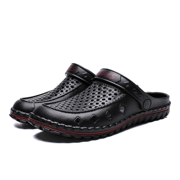 

Youth Trend Hollow Soft and Comfortable Folding Resistance Beach Hole Shoes for Men (Color:Black Size:40)