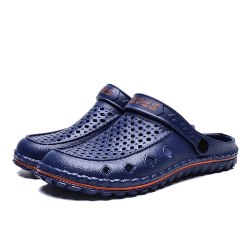 

Youth Trend Hollow Soft and Comfortable Folding Resistance Beach Hole Shoes for Men (Color:Blue Size:44)