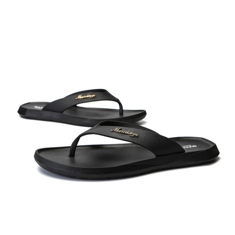 

Trendy Simple Fashion Non-slip Flip-flops Beach Slippers for Men (Color:Black Size:42)