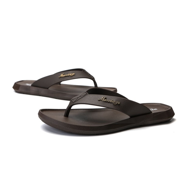 

Trendy Simple Fashion Non-slip Flip-flops Beach Slippers for Men (Color:Brown Size:44)