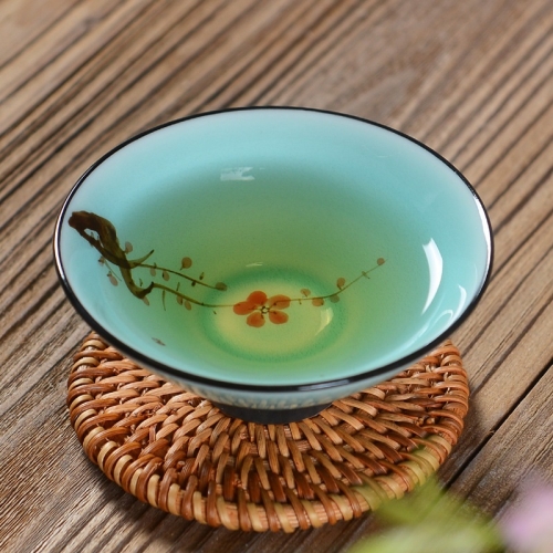 

Pure Hand-painted Ceramic Celadon Personal KungFu Tea Single Cup(Plum)