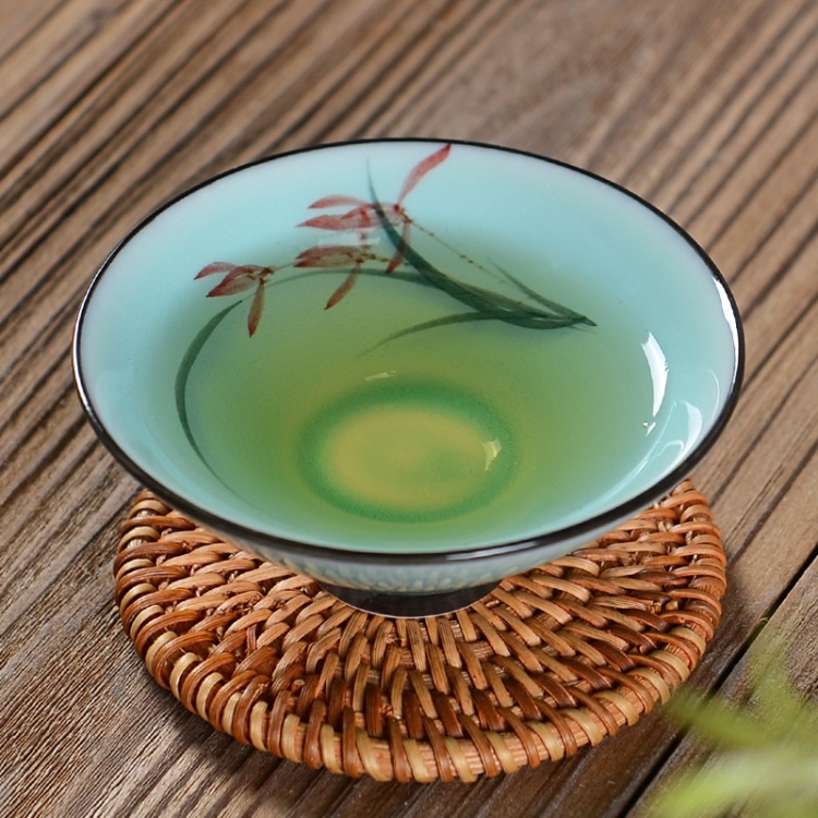 

Pure Hand-painted Ceramic Celadon Personal KungFu Tea Single Cup(Orchid)