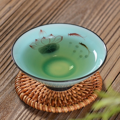 

Pure Hand-painted Ceramic Celadon Personal KungFu Tea Single Cup(Lotus)