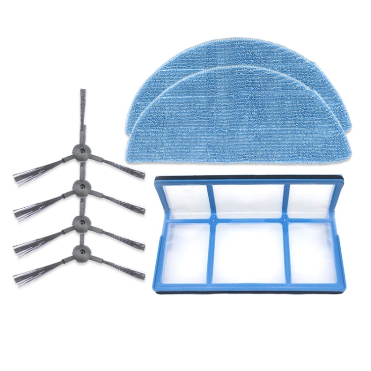 

XI244 2 Pairs K614 Side Brushes + 2 PCS I201 Rags + I204V Filter Cotton Filter Set for ILIFE V3S Pro / V3S / V5S Pro / V50 / V5S