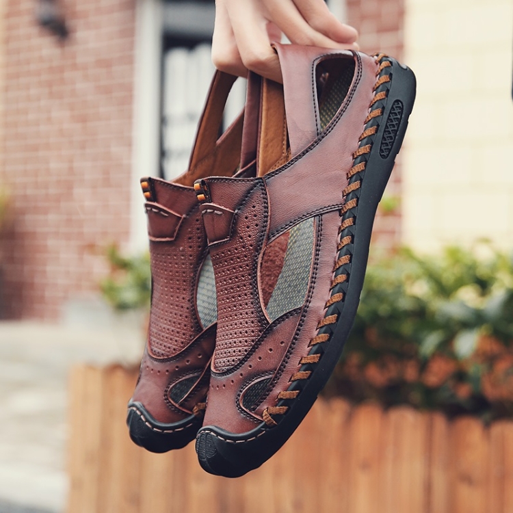 

First Layer Leather Outdoor Casual Sandals for Men (Color:Dark Brown Size:41)