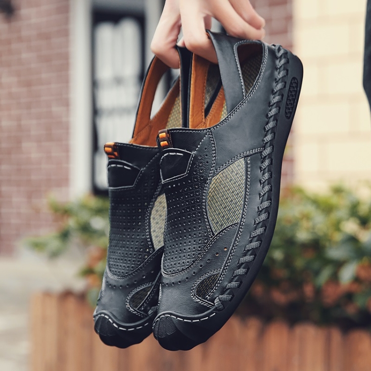 

First Layer Leather Outdoor Casual Sandals for Men (Color:Black Size:39)