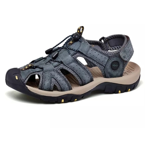 

First Layer Cowhide Flexible and Comfortable Outdoor Casual Beach Sandals for Men (Color:Blue Size:38)