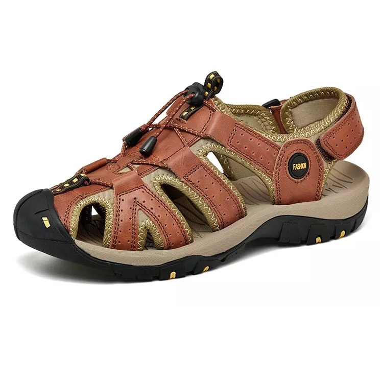 

First Layer Cowhide Flexible and Comfortable Outdoor Casual Beach Sandals for Men (Color:Brown Size:42)