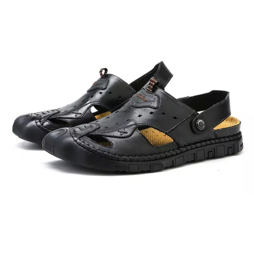 

Comfortable Breathable Hollow Outdoor Leisure Beach Sandals for Men (Color:Black Size:40)