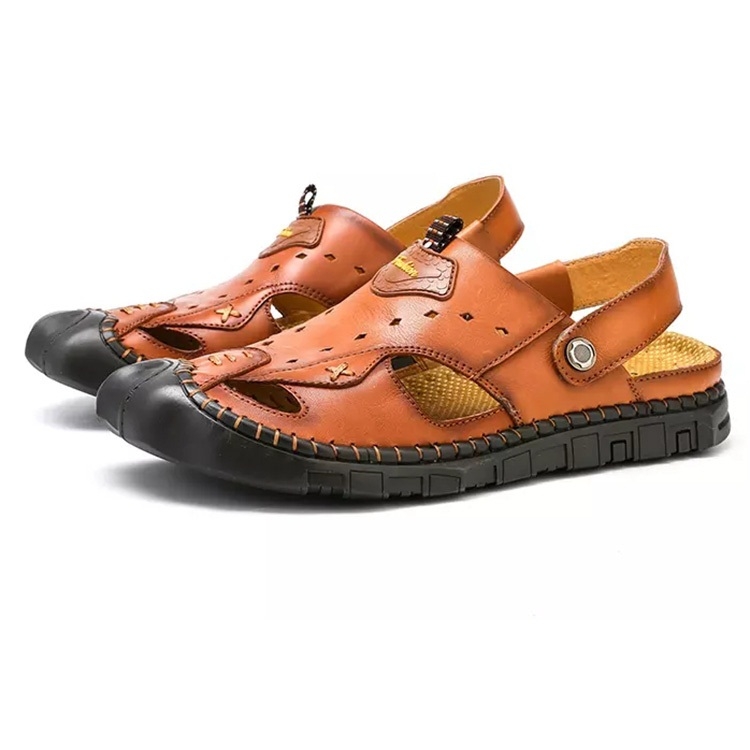 

Comfortable Breathable Hollow Outdoor Leisure Beach Sandals for Men (Color:Brown Size:43)