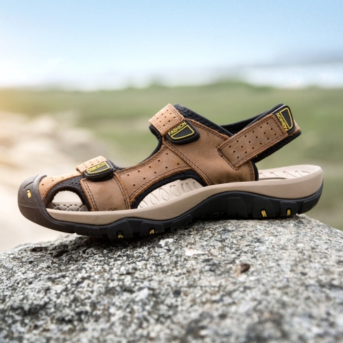 

Matte Leather Outdoor Leisure Beach Sandals for Men (Color:Brown Size:38)