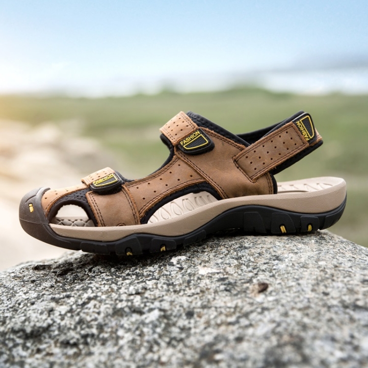 

Matte Leather Outdoor Leisure Beach Sandals for Men (Color:Brown Size:40)