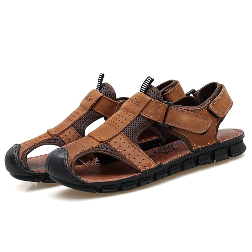 

Matte Leather Thick Bottom Outdoor Casual Beach Sandals for Men (Color:Brown Size:38)