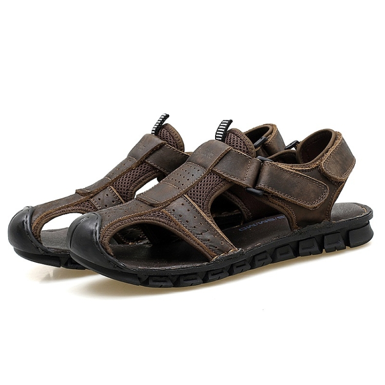 

Matte Leather Thick Bottom Outdoor Casual Beach Sandals for Men (Color:Khaki Size:41)
