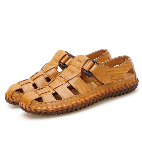 

Hand Stitching Outdoor Leisure Beach Sandals for Men (Color:Yellow Brown Size:45)