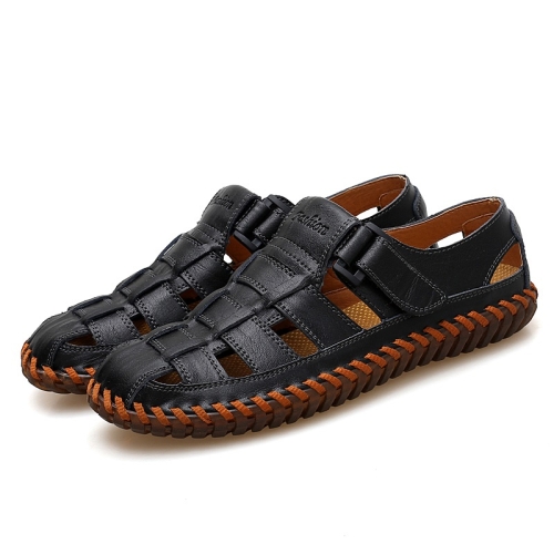 

Hand Stitching Outdoor Leisure Beach Sandals for Men (Color:Black Size:45)