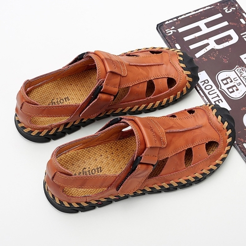 

Hollow Comfortable Breathable Non-slip Wear-resistant Outdoor Casual Sandals for Men (Color:Yellow Brown Size:42)