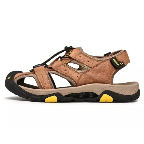 

Hollow Thick Bottom Comfortable Beach Sandals for Men (Color:Brown Size:39)