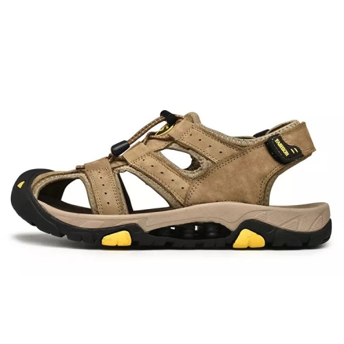 

Hollow Thick Bottom Comfortable Beach Sandals for Men (Color:Khaki Size:43)