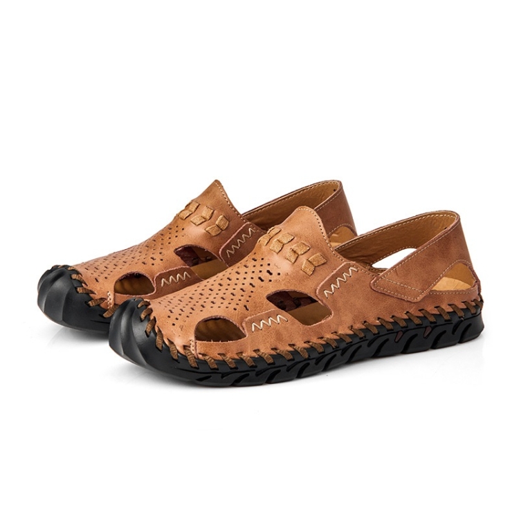 

Hand-stitched Thick-soled Outdoor Casual Sandals for Men (Color:Brown Size:48)
