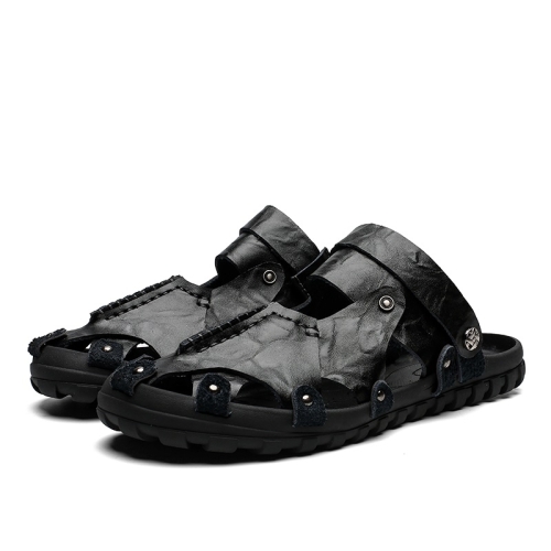 

Fashion Two-wear Hollow Breathable Outdoor Leisure Beach Sandals for Men (Color:Black Size:39)