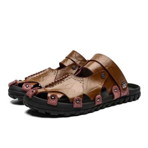 

Fashion Two-wear Hollow Breathable Outdoor Leisure Beach Sandals for Men (Color:Brown Size:39)