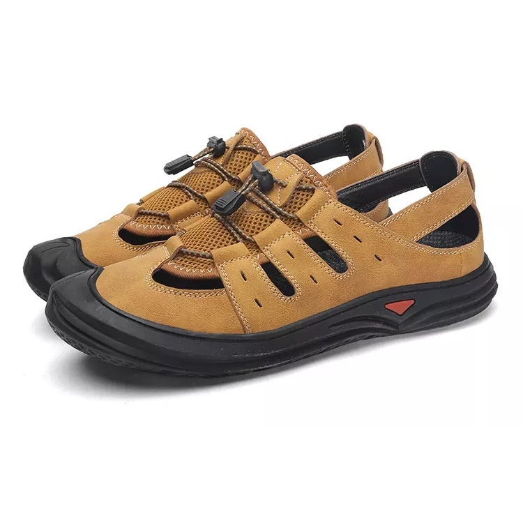 

Microfiber Leather Thick Bottom Outdoor Casual Sandals for Men (Color:Light Brown Size:43)