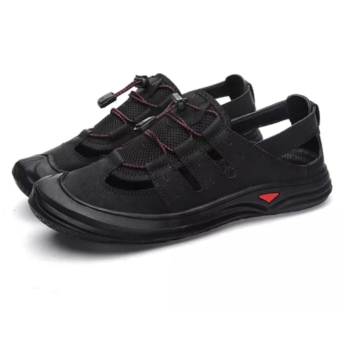 

Microfiber Leather Thick Bottom Outdoor Casual Sandals for Men (Color:Black Size:38)