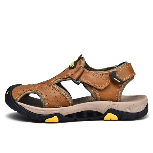

Matte Leather Wear-resistant Outdoor Casual Beach Sandals for Men (Color:Brown Size:46)