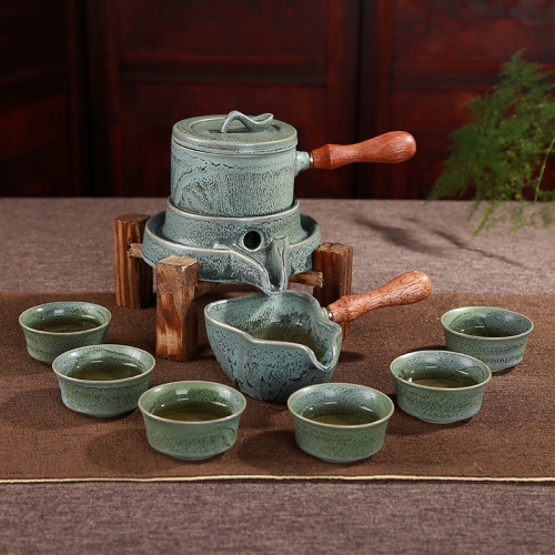 

Retro Time To Run Stone Mill Automatic Tea Set Ceramic Kiln High-grade Kungfu Tea Set Gift Box with 6 Cups(Kiln)