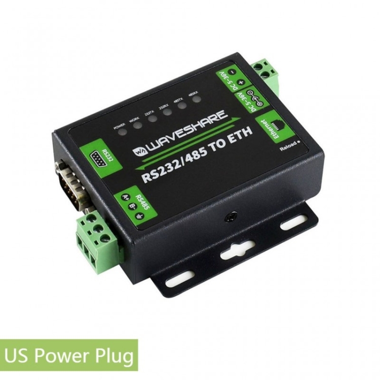 

Waveshare Industrial RS232/RS485 to Ethernet Converter, US Plug