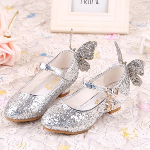 

Fashion Sequins Lightweight Princess Shoes Student Dance Shoes (Color:Silver Size:33)