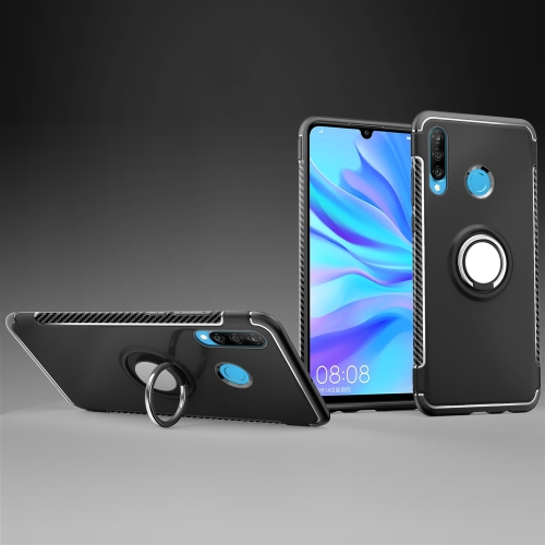 

Magnetic 360 Degrees Rotation Ring Armor Phone Protective Case for Huawei P30 Lite / Nova 4e(Black)