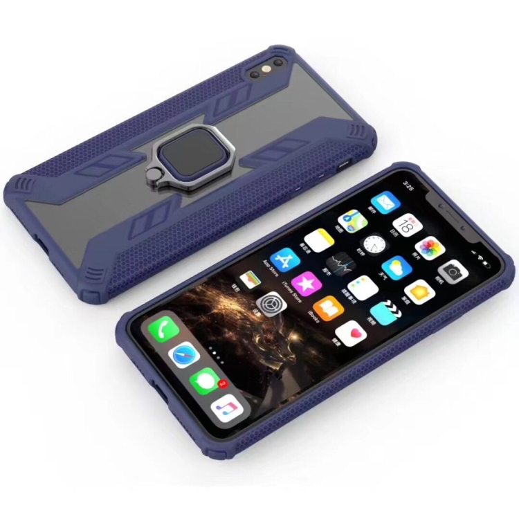 

Iron Warrior Shockproof PC + TPU Protective Case for iPhone XS Max, with Ring Holder(Dark Blue)