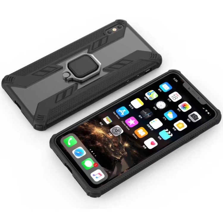 

Iron Warrior Shockproof PC + TPU Protective Case for iPhone XS Max, with Ring Holder (Black)
