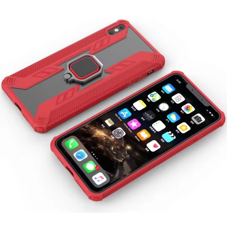 

Iron Warrior Shockproof PC + TPU Protective Case for iPhone XS Max, with Ring Holder (Red)