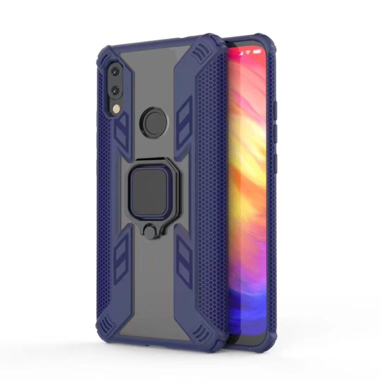 

Iron Warrior Shockproof PC + TPU Protective Case for Xiaomi Redmi 7, with Ring Holder (Dark Blue)