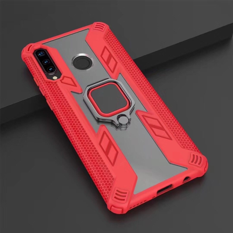 

Iron Warrior Shockproof PC + TPU Protective Case for Huawei P30 Lite / Nova 4E, with Ring Holder (Red)