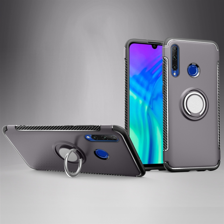 

Magnetic 360 Degrees Rotation Ring Armor Phone Protective Case for Huawei Honor 20i (Grey)
