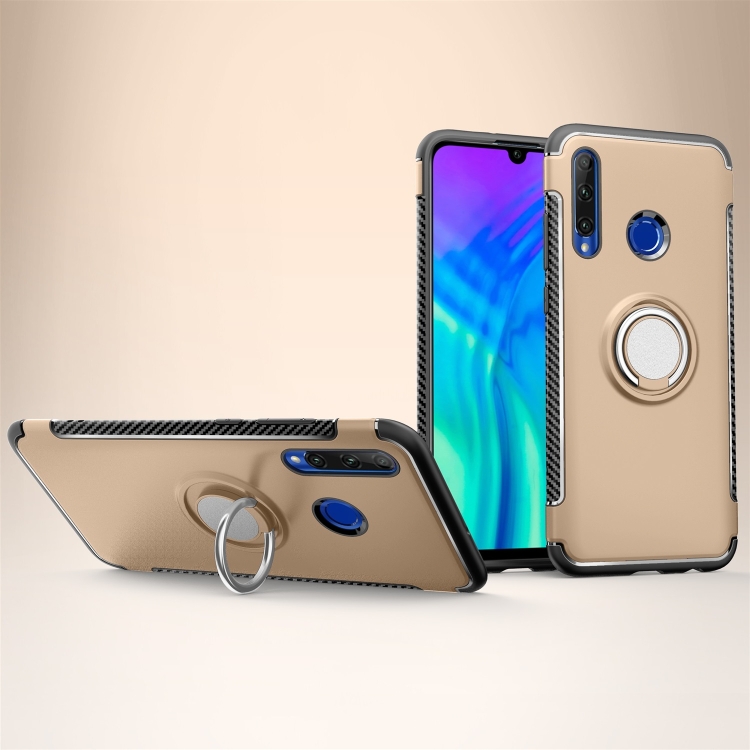 

Magnetic 360 Degrees Rotation Ring Armor Phone Protective Case for Huawei Honor 20i (Gold)
