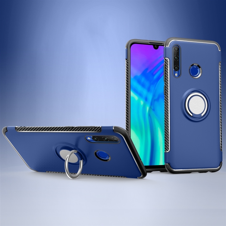 

Magnetic 360 Degrees Rotation Ring Armor Phone Protective Case for Huawei Honor 20i (Blue)