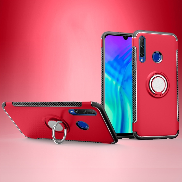 

Magnetic 360 Degrees Rotation Ring Armor Phone Protective Case for Huawei Honor 20i (Red)
