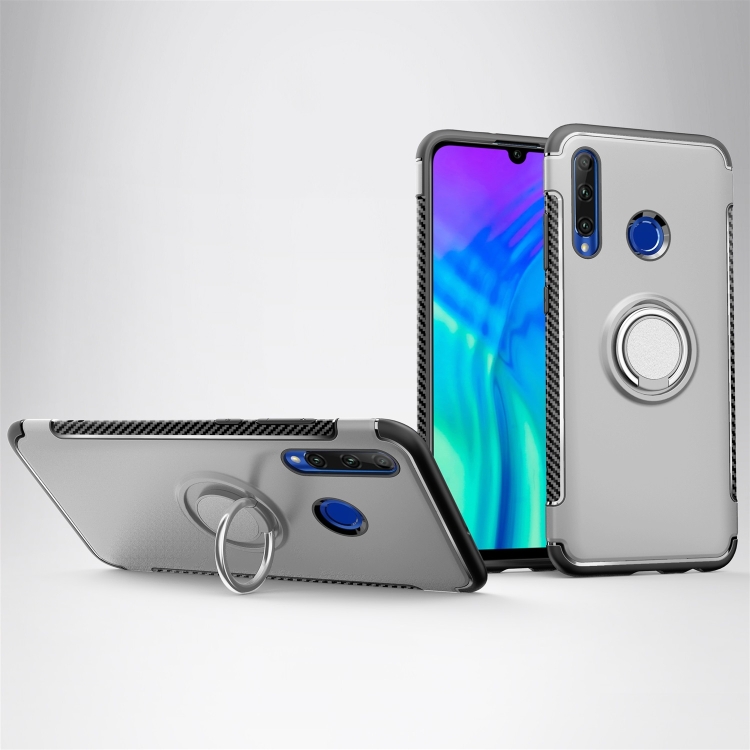 

Magnetic 360 Degrees Rotation Ring Armor Phone Protective Case for Huawei Honor 20i (Silver)
